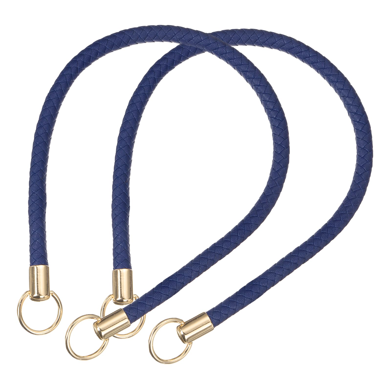sourcing map 2Pcs Leather Purse Strap, 60cm/23.6" PU Leather Braided Purse Replacement Handle Shoulder Bag Straps Replacement with Golden Ring for DIY Handbags Purses Making, Sapphire Blue