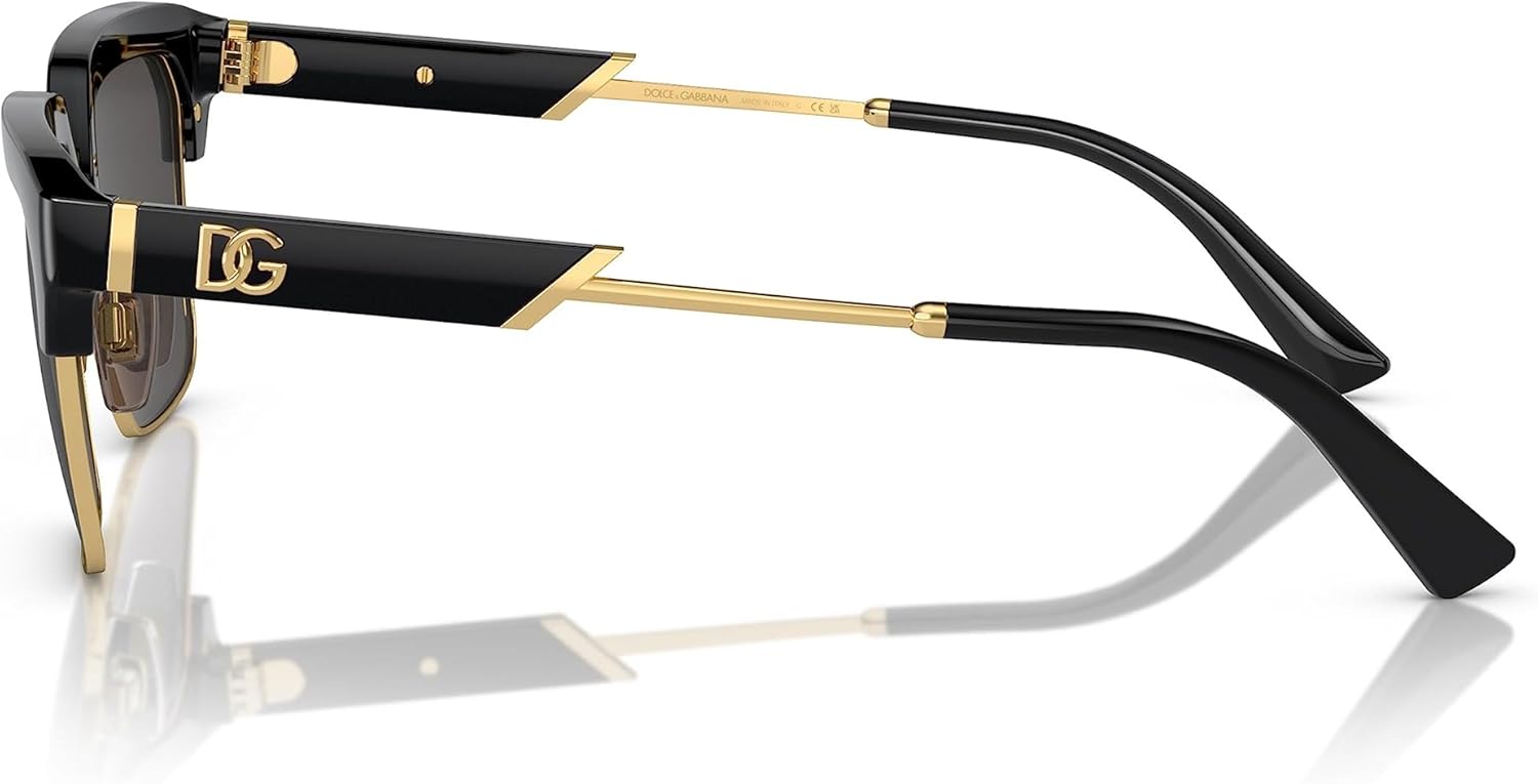 Miniatura 2 de Dolce & Gabbana DG 6185 50187 Gafas de sol cuadradas de metal negrodorado lente gris