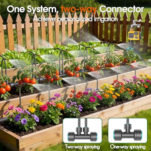 Image of 98FT 1 /2 inch Drip Irrigation System Kit with Smart Water Timer for Garden,Automatic Watering System with 20pcs 360 Adjustable Copper Nozzles, Irrigation System for Garden,Yard, Lawn,Greenhouse