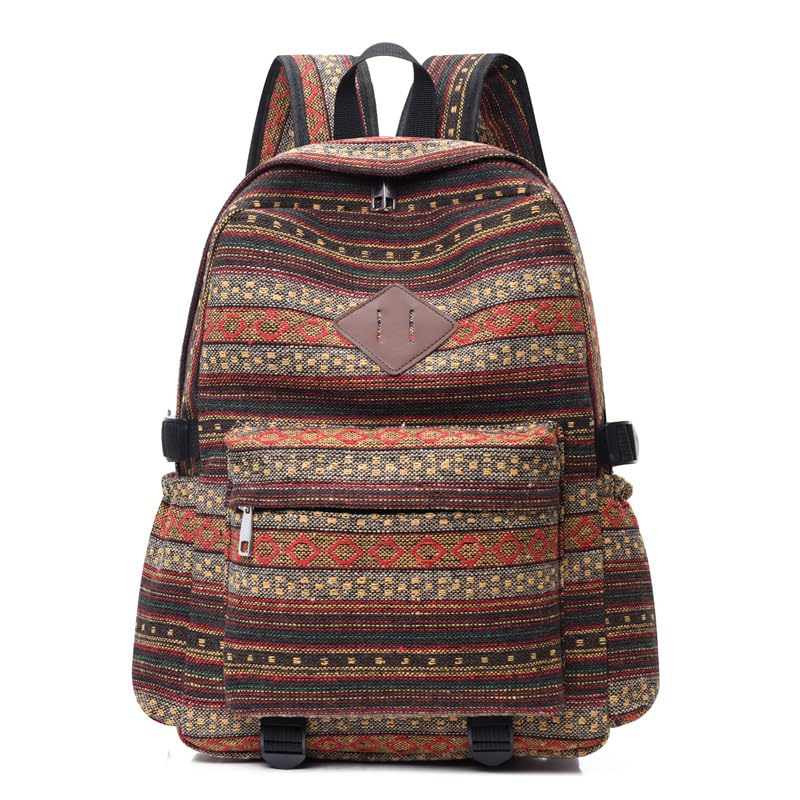 Fashion Boho Canvas Backpack Purse - Large Capacity...