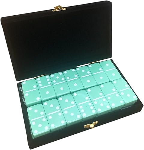Domino Double 6 Pastel Menta Verde Acrílico Jumbo Torneo Tamaño Profesional en Elegante Caja de Terciopelo Negro