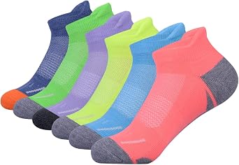 JOYNEE Womens Athletic Ankle Sports Running Low Cut Tab Cushioned Socks 6 Pack,Multicoloured,Sock Size 9-11