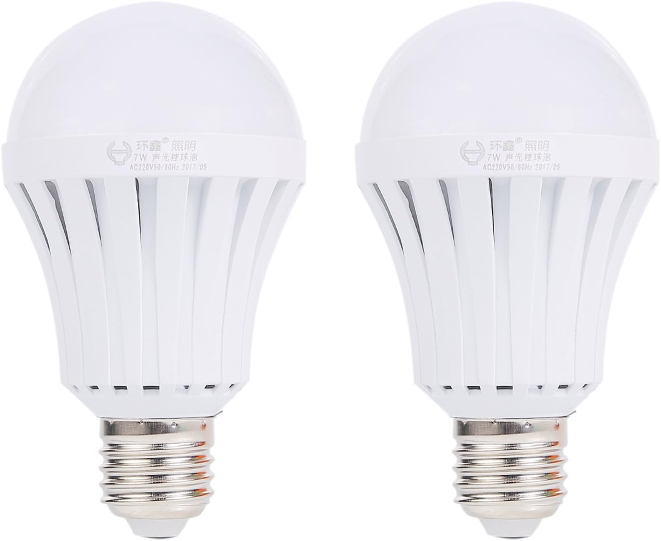 [Light & Sound Sensor] MumoHome 2 ps LED Light Bulb (7 Watts E27 White) Night Time Sound Activated For Kitchen Stairs Hallway Garage (Energy Saving) White [Energy Class A+]