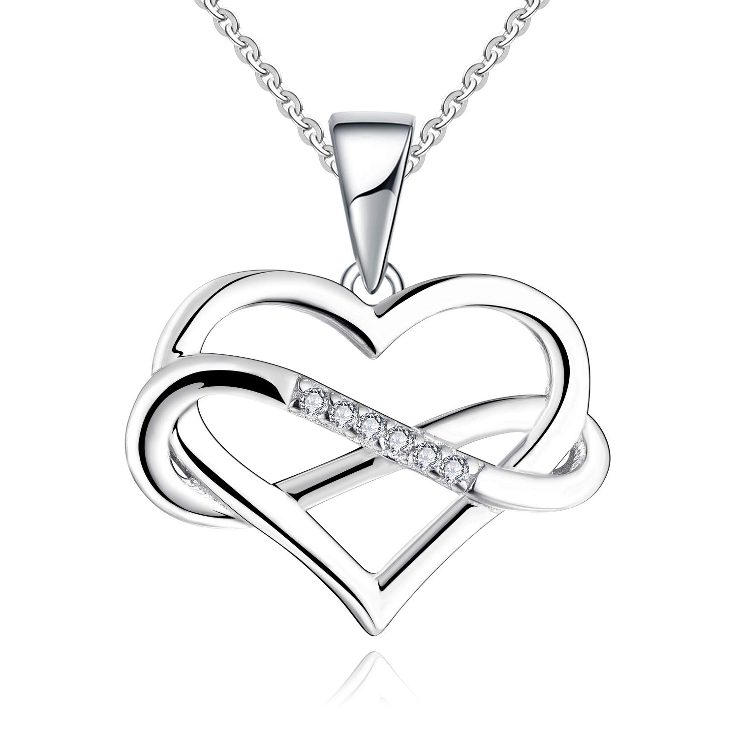 JO WISDOM Damen Kette Unendliches Herz Silber 925,Halskette Anhänger mit 3A Zirkonia,Schmuck für Frauen