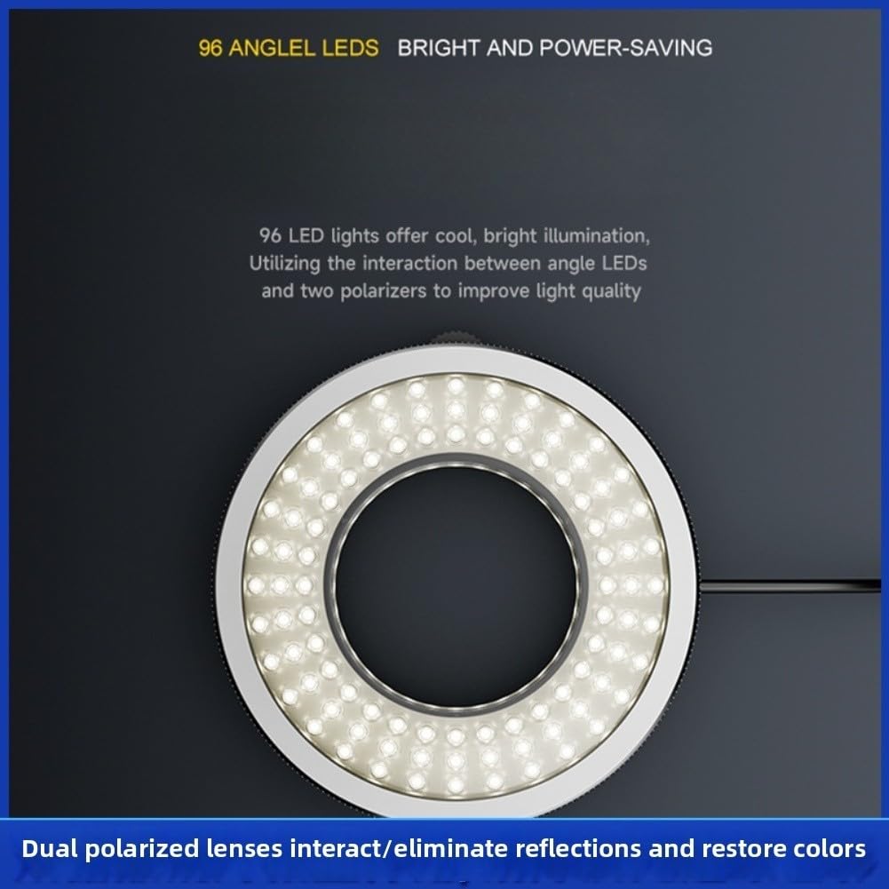 Mikroskop-Ringlicht, IL37, 96 LEDs, polarisiert, blendfrei, energiesparend, für Labor, wissenschaftliche Forschung und Inspektion
