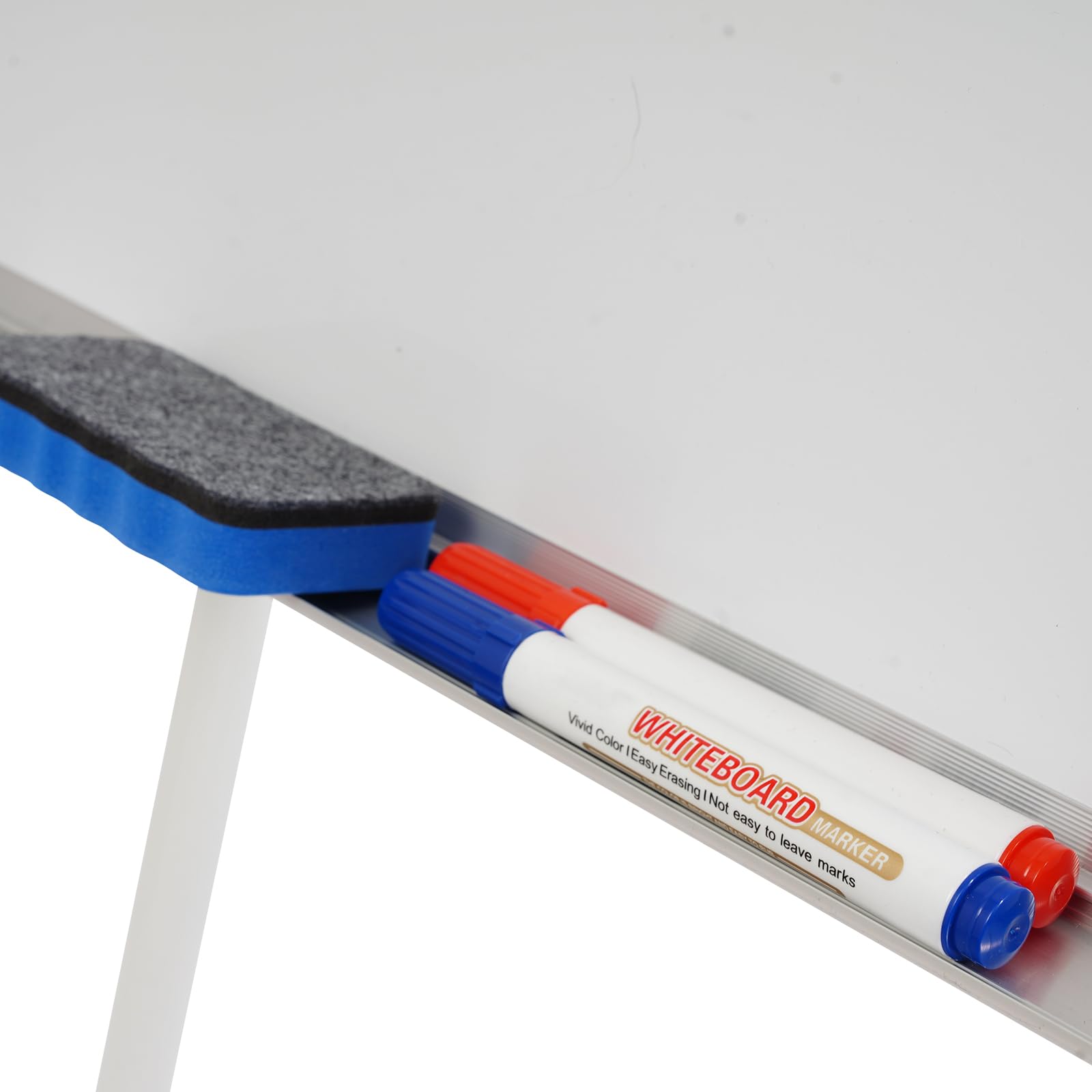 Pizarra blanca con soporte, 61 x 92 cm, magnética, portátil, borrable en seco, altura regulable, trípode con 3 bolígrafos, 1 goma de borrar, 6 imanes autoadhesivos