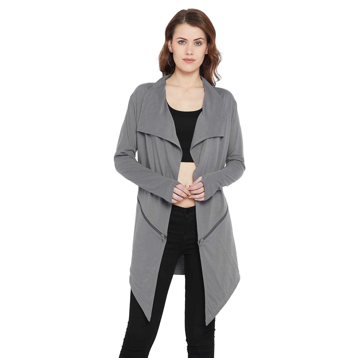 Grey Color Cotton Shrugs for Women-image-20