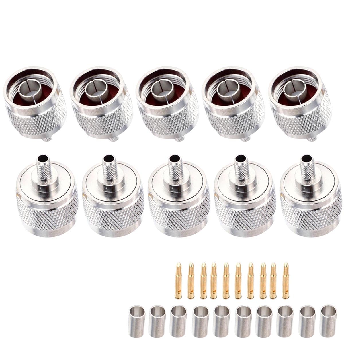 ABONIX N Male Crimp Connector N Type Plug Adapter for RG58 and RG142 Low Loss High Frequency RF Coaxial Connector (Pack of 10)-image-26