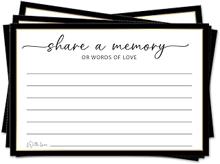 Black Border Share a Memory Cards for Celebration of Life, Guest Book for Funeral, Birthday, Anniversary, Wedding, Graduation, Memorial, Going Away Party, 25 PCS 4x6 Inches Card-006
