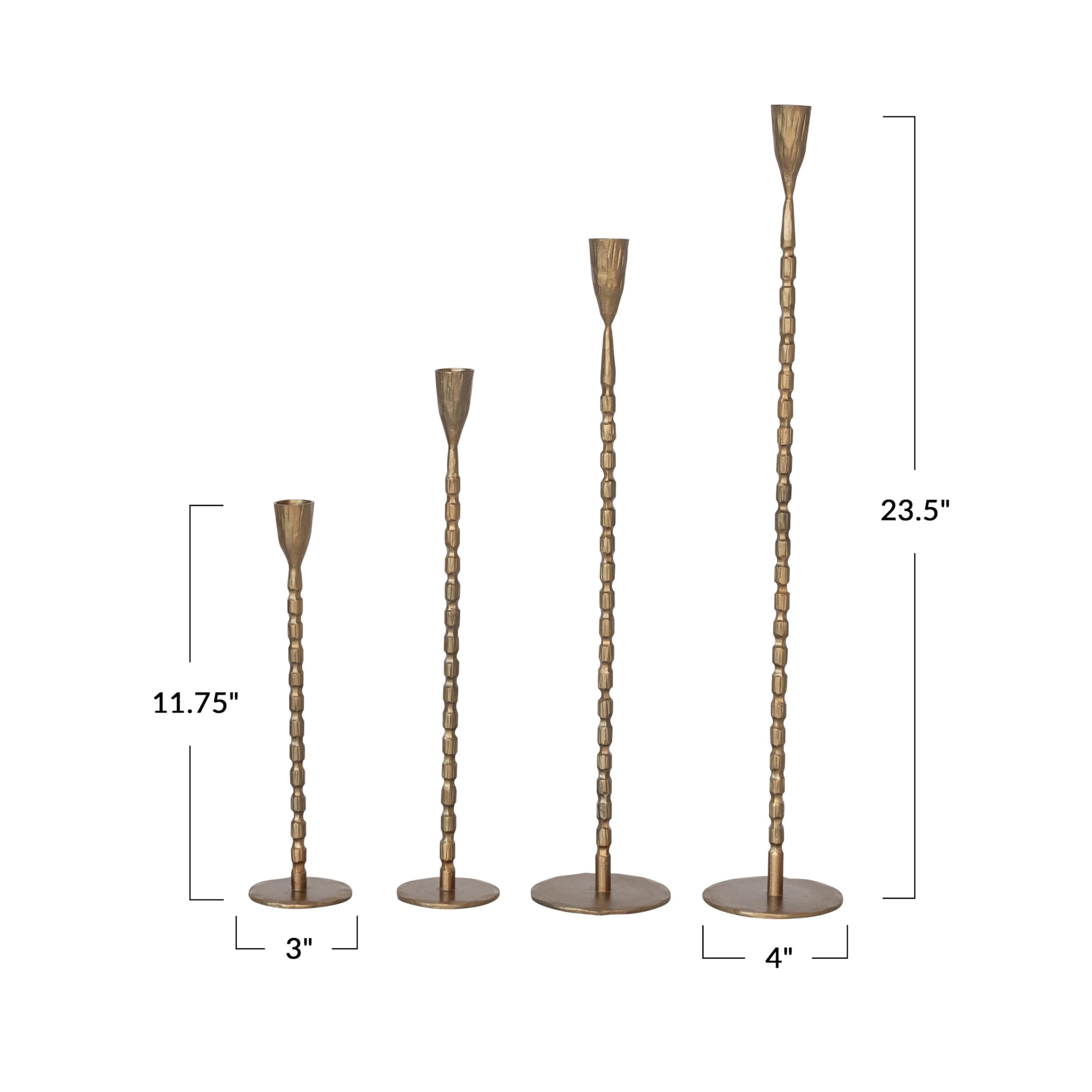 Creative Co-Op 4-Piece Hand-Forged Cast Metal Taper Holders, Gold Finish