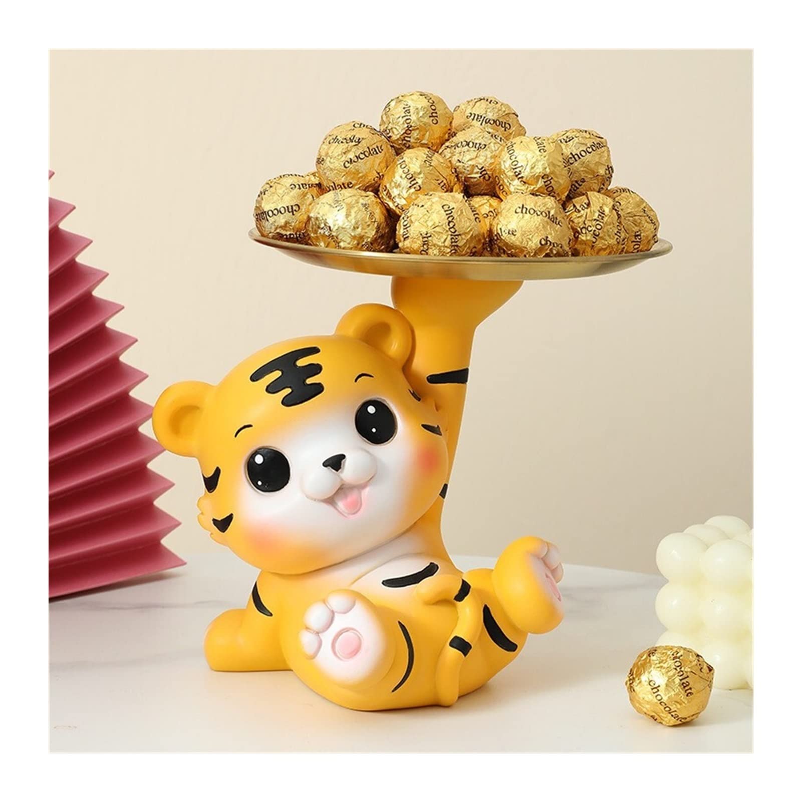 SOLOAD-HOO Statues Creative Tiger Ornaments, Porch Key Storage Living Room TV Cabinet Cute Ornaments Tiger Mascot Decoration Ornaments Home Decorative Ornaments