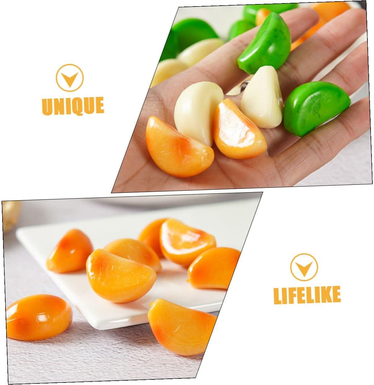 Realistic Garlic Flakes Decor Artificial Vegetable Display Props Lifelike Simulation Garlic Cloves Model for Home Kitchen Photography Party Decoration 6pcs