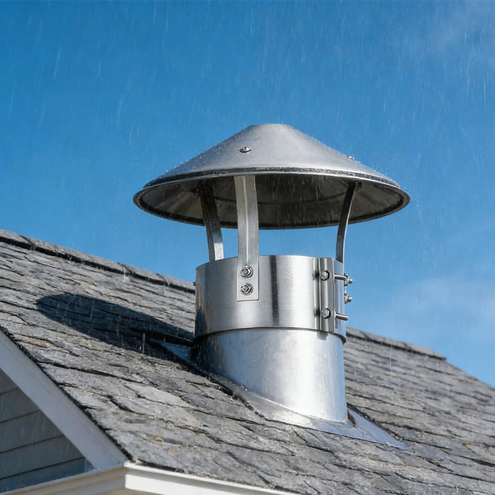 Sombreros para Chimeneas, Tapa de Chimenea de lluvia Acero Inoxidable 304, a Prueba de Viento y Lluvia, Sombrerete Chimenea para Tubos de Estufa(200mm)
