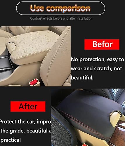 Miniatura 62 de Great-luck Leather Center Console Cover Armrest Pad,Protector Armrest Box Cover Accessories Keep Your Armrest in a More Comfortable Feeling(black