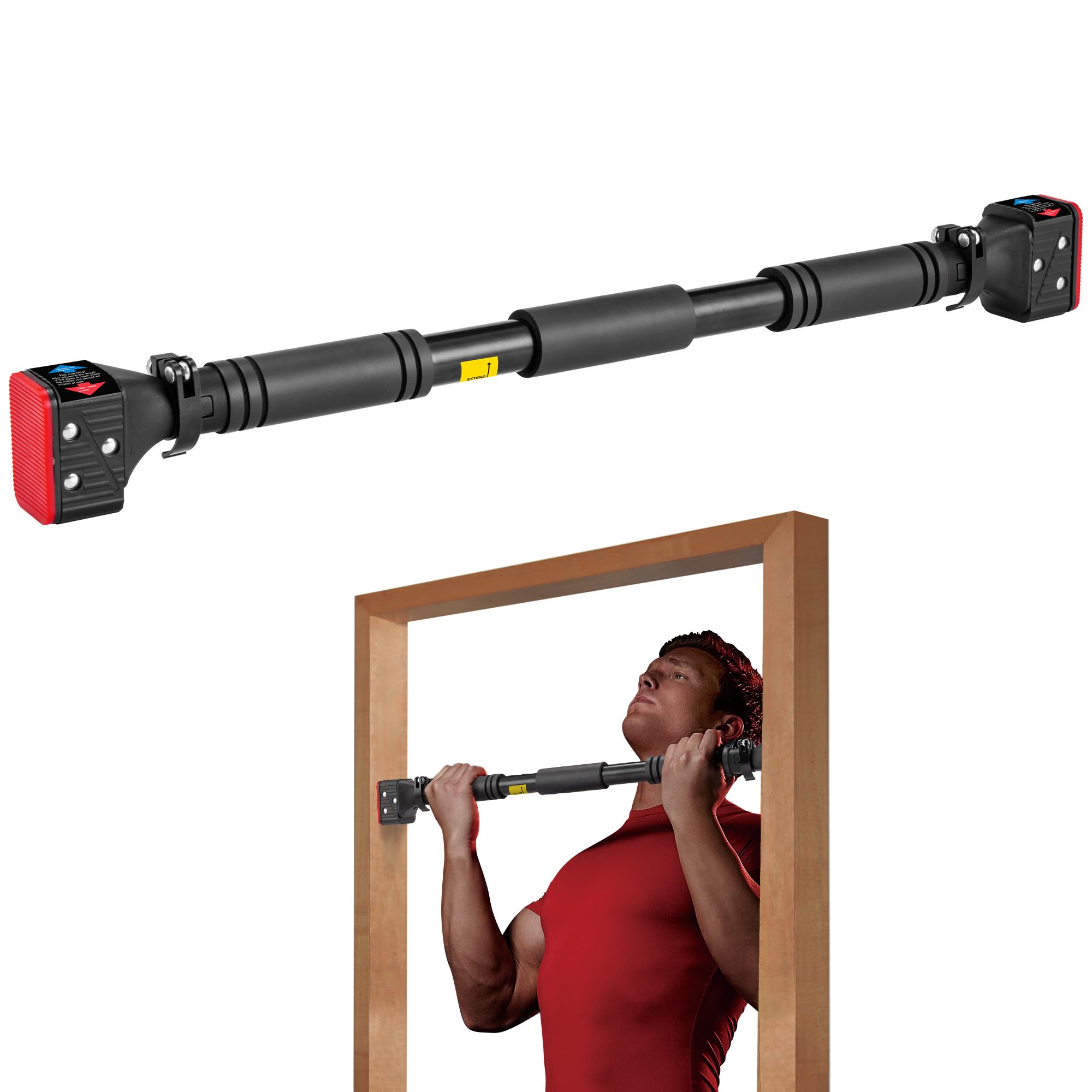 leikefitness Pull-Up Bar For Door Frame Chin Up Bar Upper Body Workout Adjustable Portable Training Pull-Up Bars Bars without Screw - Adjustable Width Locking Mechanism