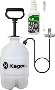 Kegco Deluxe Hand Pump Pressurized Keg Beer Cleaning Kit with 32 Ounce National Chemicals Beer Line Cleaner,Black (Packaging of cleaning solution May Vary),White