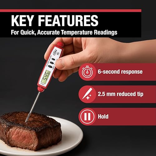 Miniatura 10 de CDN Termómetro ProAccurate de bolsillo, lectura instantánea, punta de acero inoxidable de 2.75 pulgadas, impermeable, inastillable, ideal para