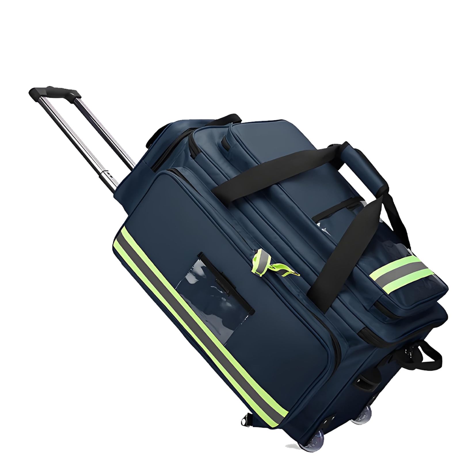Ofyphth Emergency Medical Backpack Rolling Bag, Large Capacity Responder Trauma Bag, Professional First Aid Backpack, with Reflective, for Medical Instruments, Devices, and Accessories. Blue