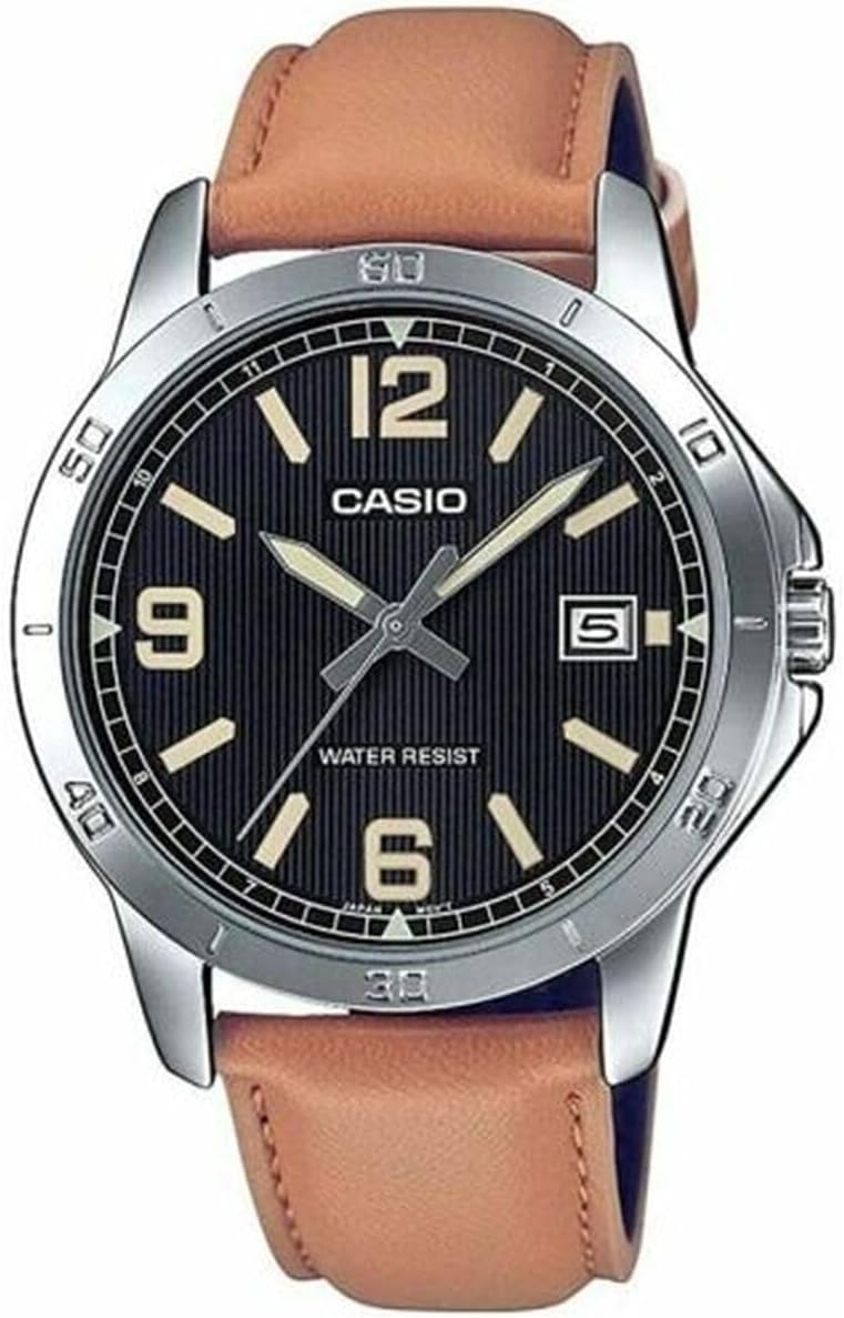 Casio MTP-V004L-1B2 Men’s Stainless Steel Brown Leather Band