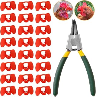 Aufind 101 Pieces Pinless Peepers with Pliers Set Chicken Glasses Poultry Blinders Chicken Spectacles Chicken Peepers Pheasant Anti-Pecking Eye Glasses Plier（Middle）
