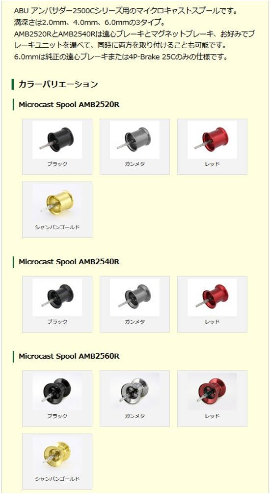 Available Microcast Spool AMB2520R ms_amb2520r_blk Black Groove Depth 2mm
