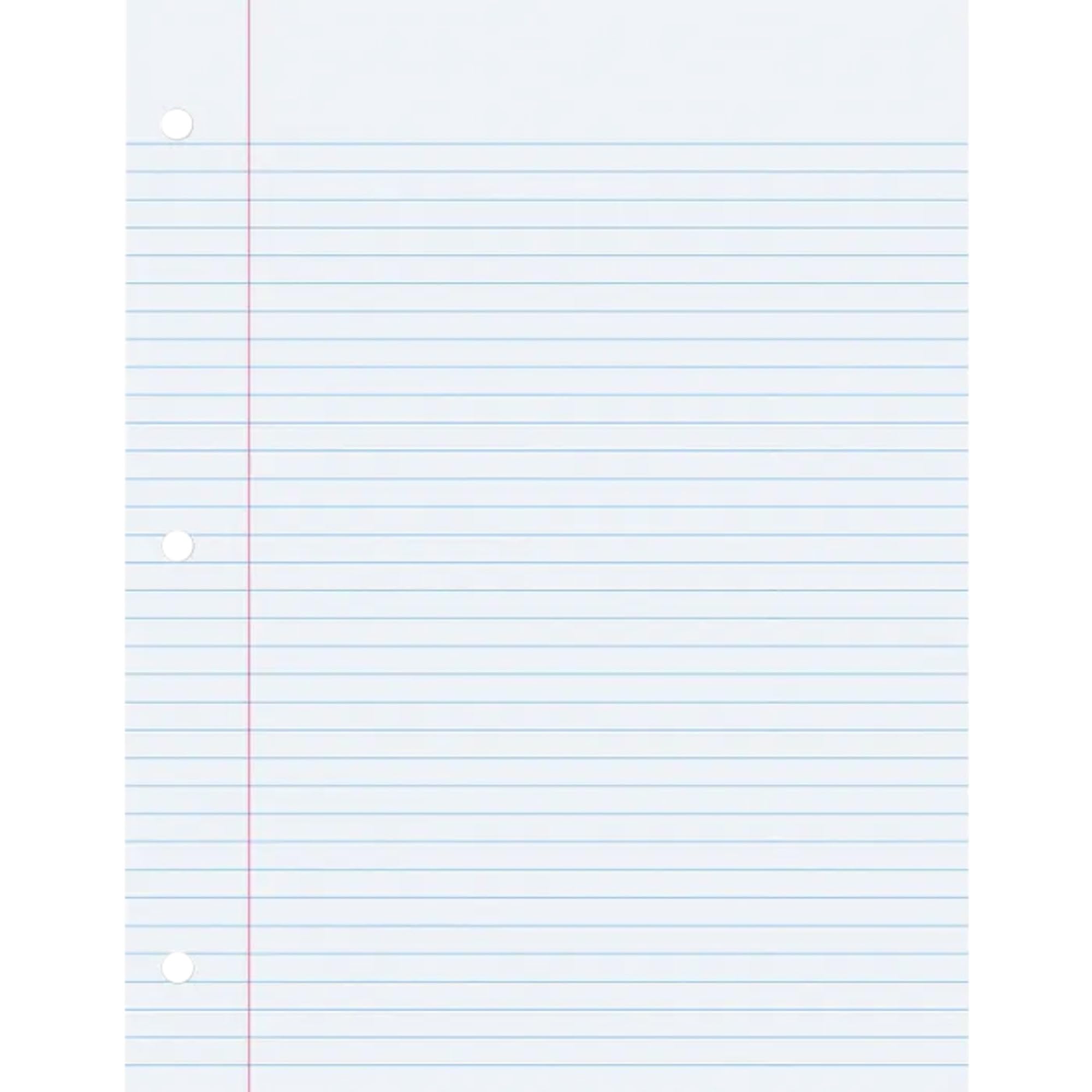 School Smart 3-Hole Punched Filler Paper w/Red Margin, 8-1/2 x 11 Inches, College Ruled, 200 Sheets, White