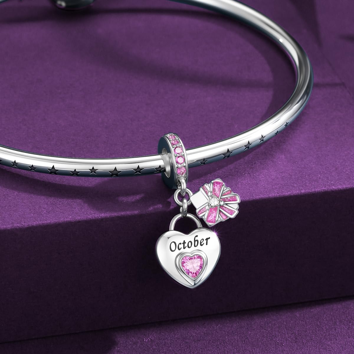925 Sterling Silver Birthstone Bracelet Charm - Unique Heart Shaped Design, Fits most Europe Pandora Bracelets and Necklaces, women's DIY holiday Gifts - Image 5