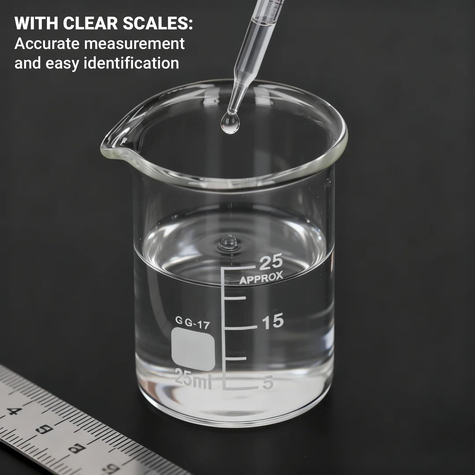 10 Stück Becherglas 25 ml Glas Messbecher 25ml Abgestufter Messbecher Borosilikatglas Becher für Wissenschaftliche Experimente in der Schule Labor