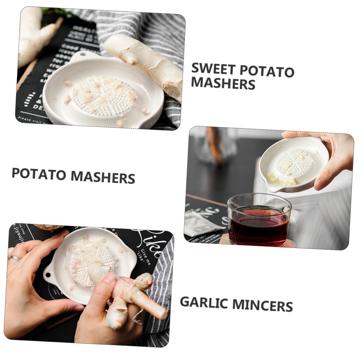 2Pcs Ceramic Grinding Bowls for Food Garlic Mashing Lightweight Safe Kitchen Tool Multipurpose Use for Grinding Fruits Vegetables