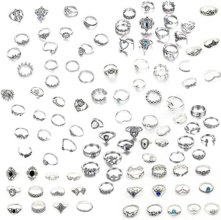 100 Pcs Ring Bohemian Knuckle Ring Sets Fashion Finger Vintage Stacking Rings for Women Girls Knuckle Midi Rings