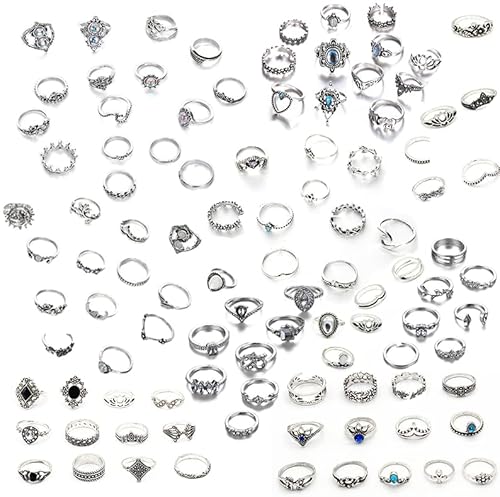 100 pcs bague bohème Knuckle anneau ensembles mode doigt Vintage empilable anneaux Bagues Femmes Bague Gothique Vintage Knuckle Cover