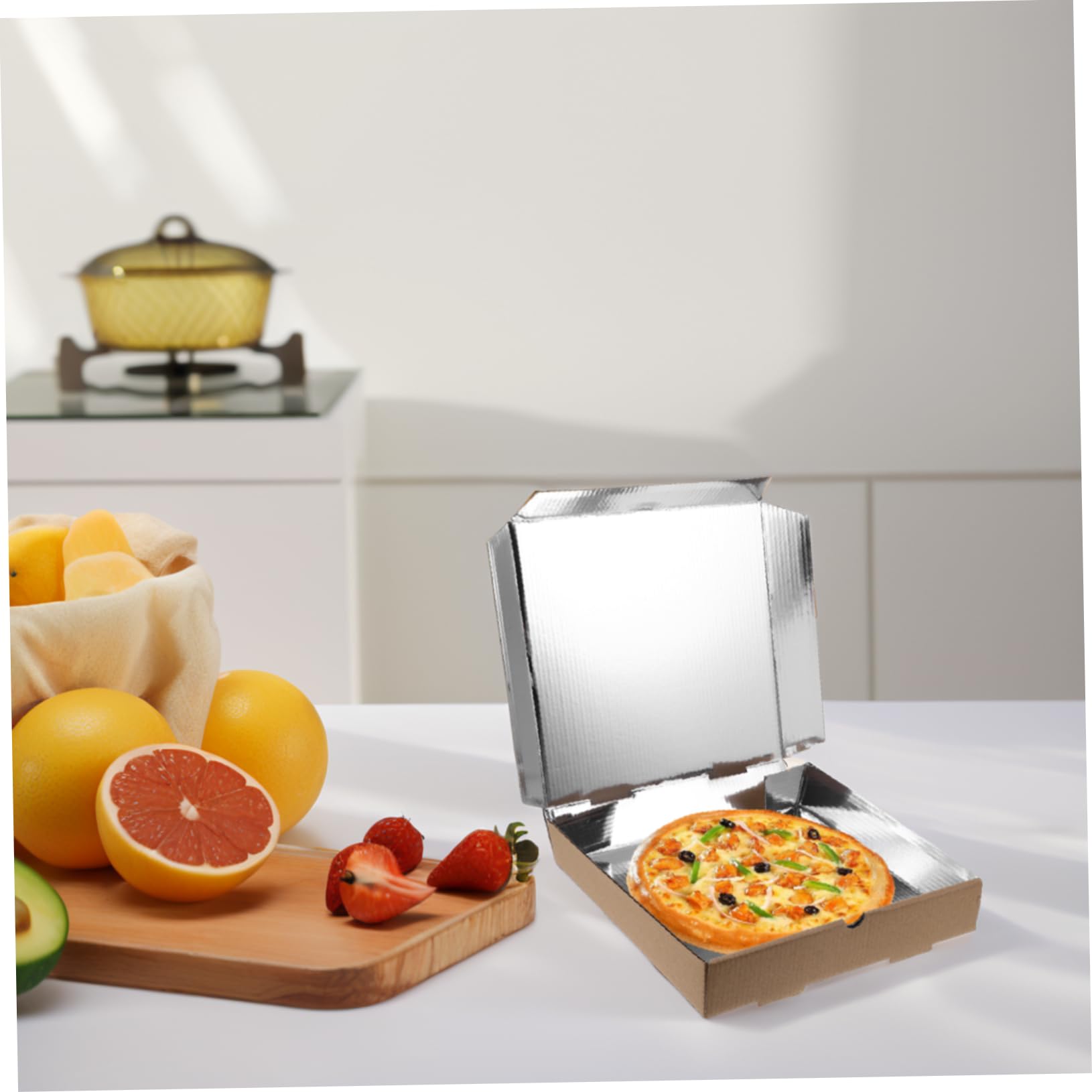 COLLBATH Caja de Pizza Aislamiento de 9 Pulgadas 10 Piezas Aluminio | Formato Cuadrado 24x24x4,5 Cm, para Viaje y Fiestas, Apta para Mini Pies