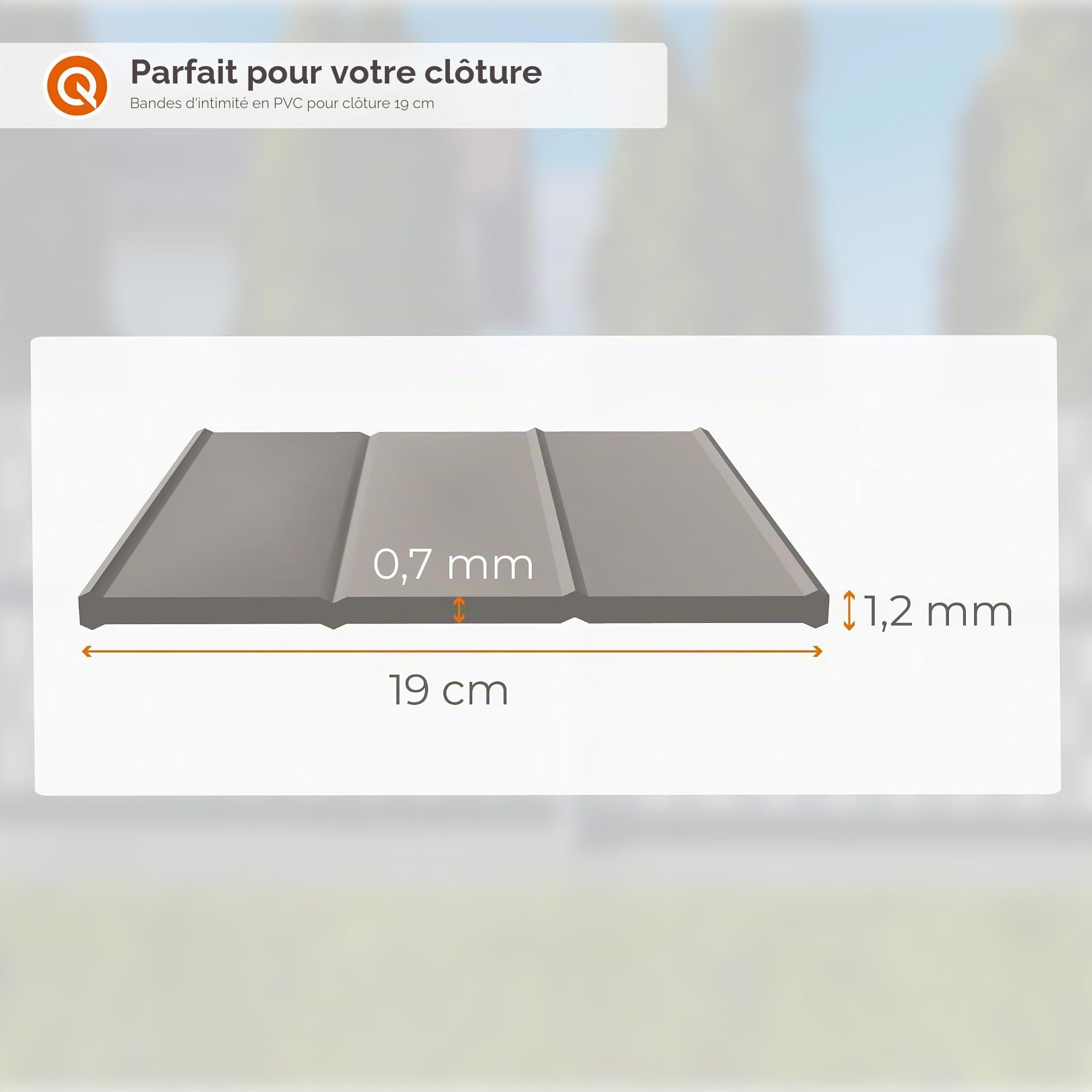 Quest Bande Brise-Vue Double Fil 19 cm Imperméable - Graphite, 26 m | Occultant de clôture en PVC, résistant aux UV et aux intempéries, jardin, balcon & terrasse