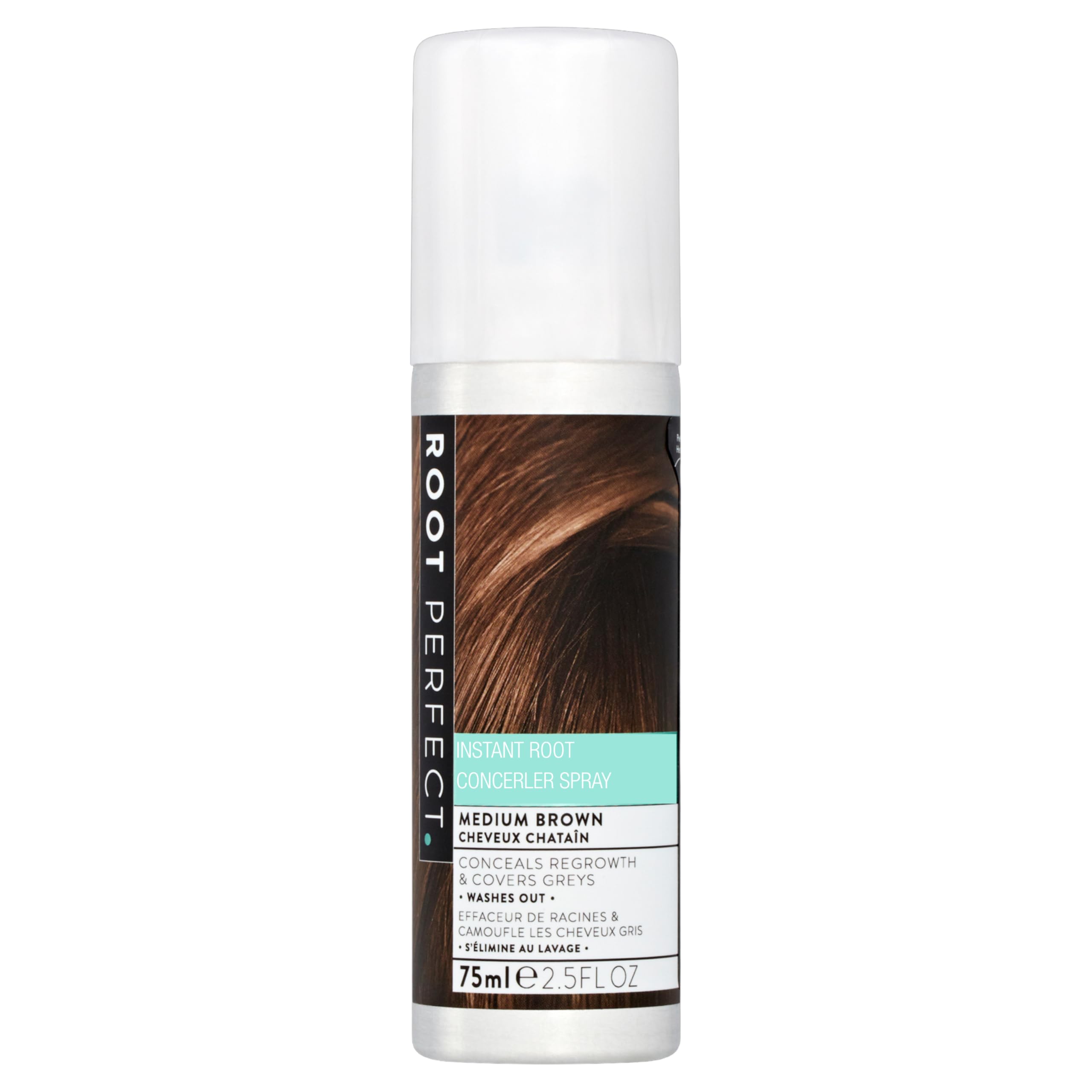 ROOT PERFECTRoot Touch Up Spray – Medium Brown, Instant Root Concealer for Grey Coverage, Temporary Hair Colour Spray, Quick-Dry, Hair Disguise Solution, 75ml
