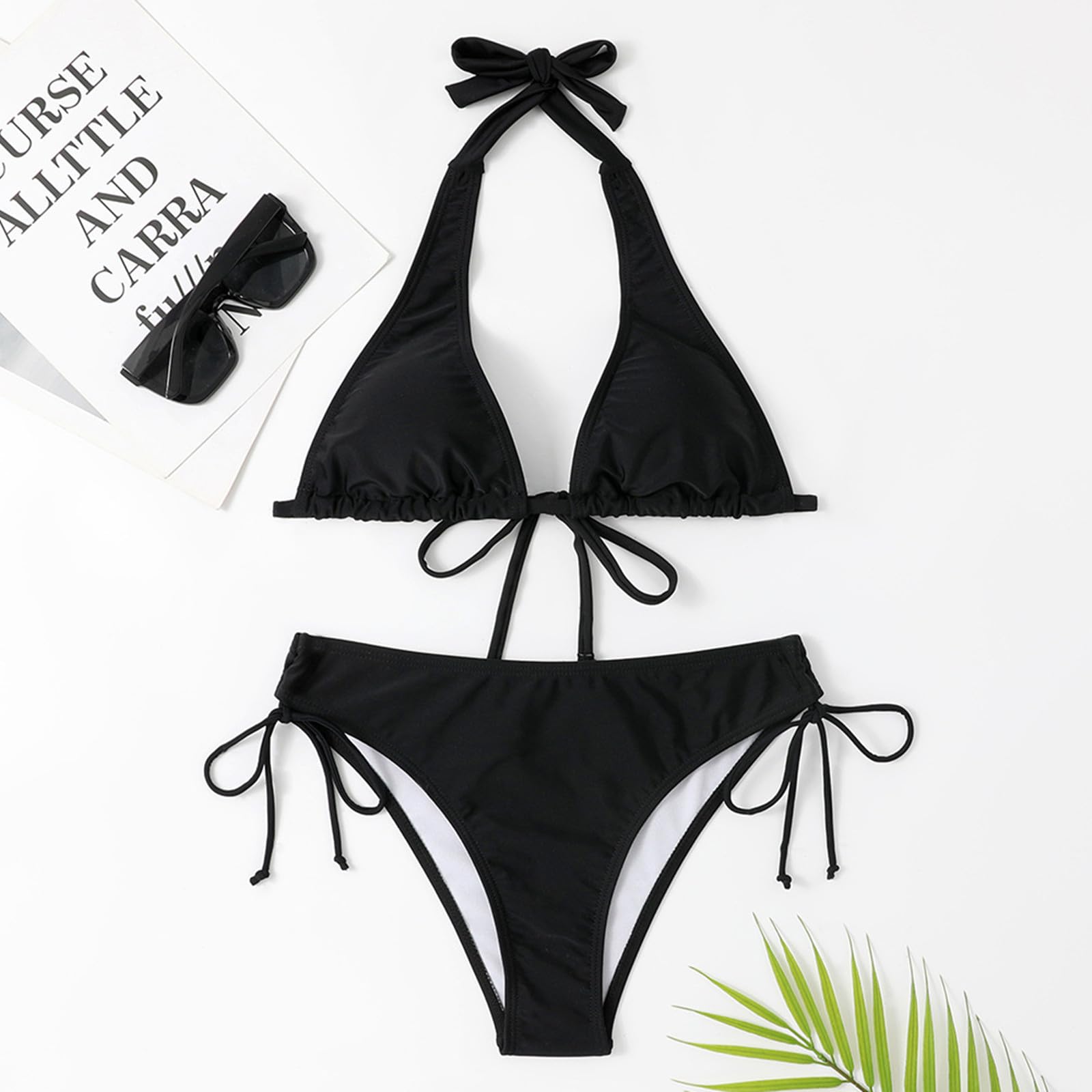 Damski dwuczęściowy strój kąpielowy elegancki regulowany krawat trójkąt bikini top bikini dwuczęściowe stroje kąpielowe z niskim stanem bikini na plażę