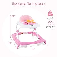 Vista 5 de INFANS Andador plegable para bebé, 3 en 1 para niños pequeños, con bandeja de música extraíble, altura ajustable, cojín de asiento lavable