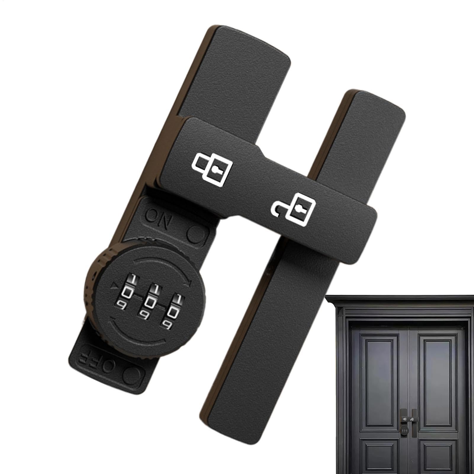 Serrure Coulissante pour Porte de Grange à Code à 3 Chiffres Sans Clé