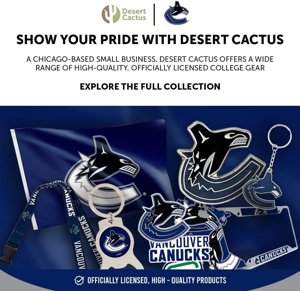 Desert Cactus Vancouver Canucks License Plate Frame Team NHL Car Tag Holder for Front or Back of Car National Hockey League Officially Licensed Metal (Founding Year)