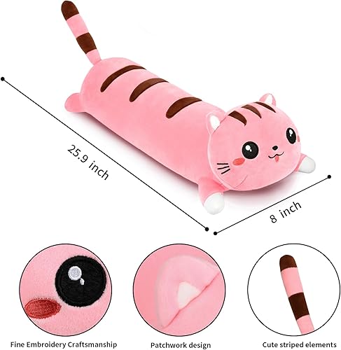 Vista 39 de AFAN Long Cat Plush Cute Cat Body Pillows Kawaii Stuffed Animals Plushies Soft Cuddly Cotton Plush Toys Room Decor Gifts for Kids Girls Boys Adults