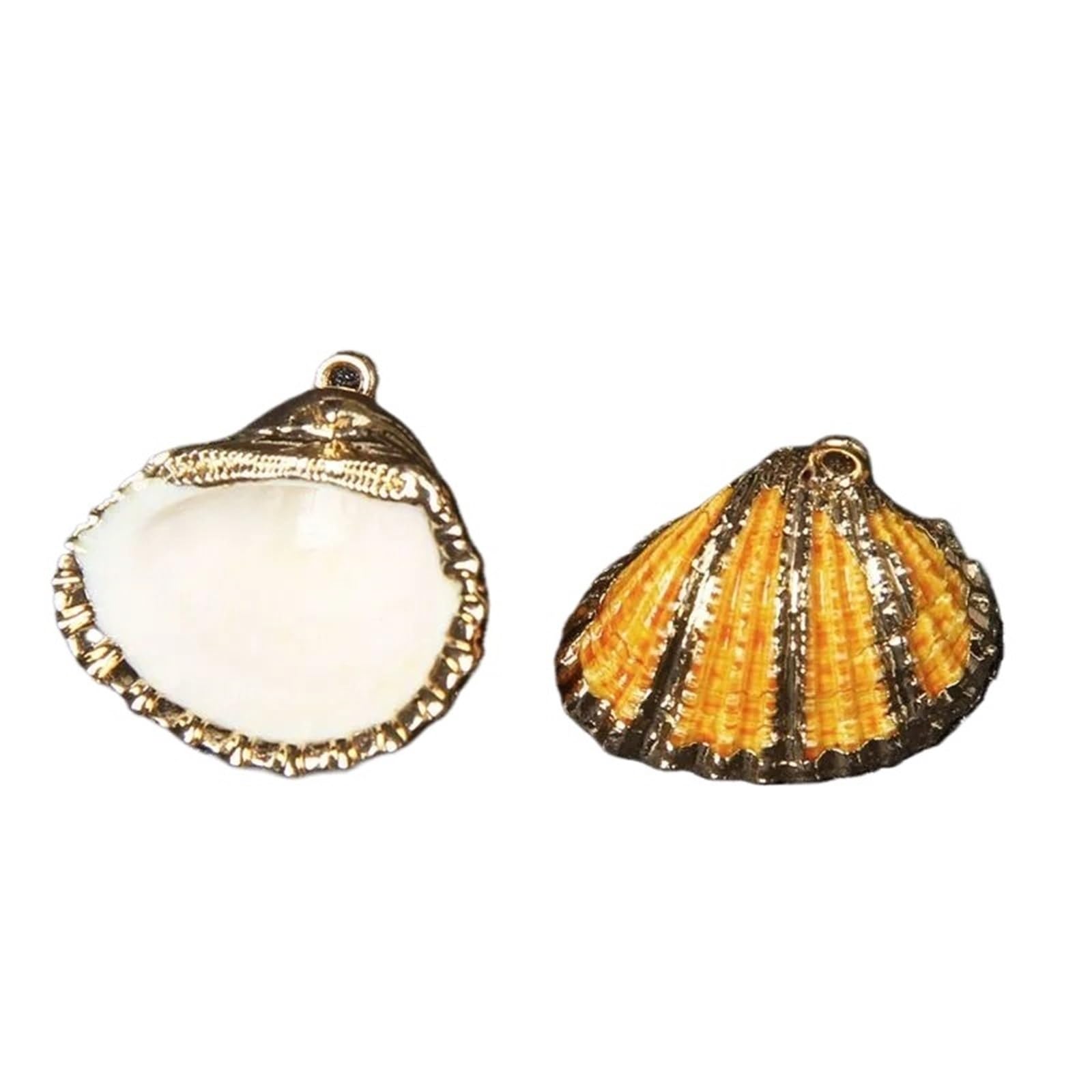 8pcs Colorful Shell Charms Conch Seashell Scallop Cowrie Pendant For Necklace Jewelry Making Craft(Yellow)