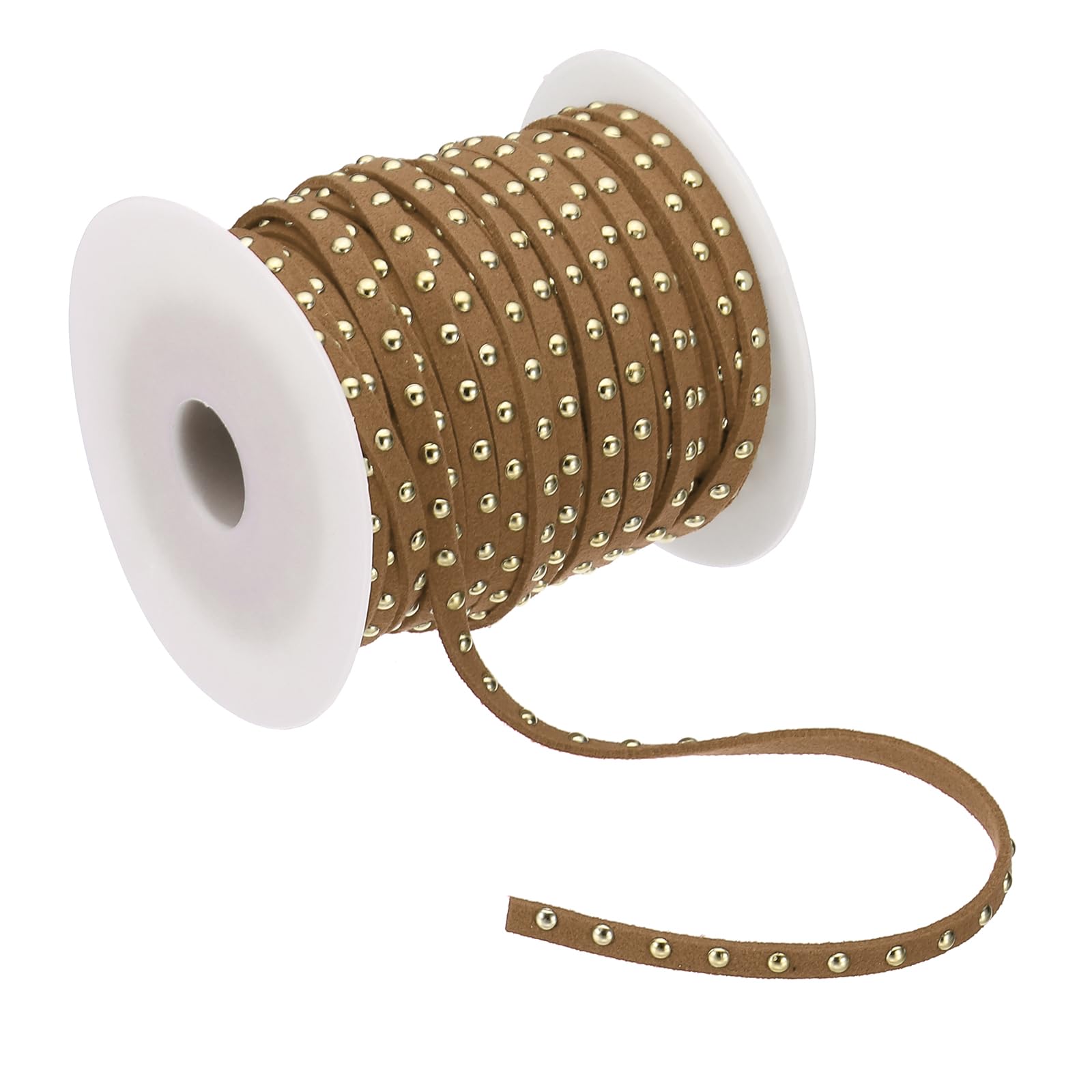 Cordon en faux suède clouté 5mm au fini marron doré pour bijoux et finitions haute couture