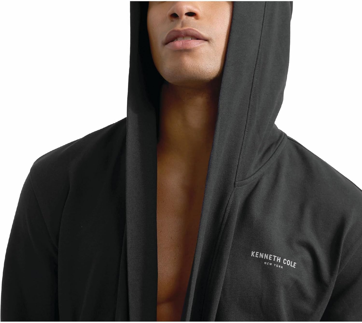 Kenneth Cole Mens Bathrobes - Soft Cotton Blend Long Sleeves Bathrobe with Belted Waist & Pockets - Hooded Robes for Men