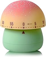 NUOSWEK Cute Mushroom Mechanical Kitchen Timer for Kids - 60 Minute Wind-Up Countdown Timer, Green Base, No Batteries