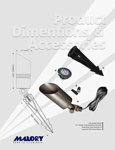 Vista 36 de MALORY Focos de paisaje de latón, paquete de 1 con bombilla MR16 (S02), iluminación LED de bajo voltaje de 12 V para exteriores para casa y árbol