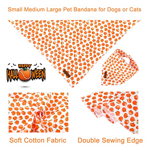 Image of Halloween Pumpkin Dog Bandana, Halloween Triangle Bid Scarf with Pumpkin Pattern, Cotton Pet Kerchief for Girl Boy Dogs or Cats, Cute Puppy Bandana Fancy for Dogs