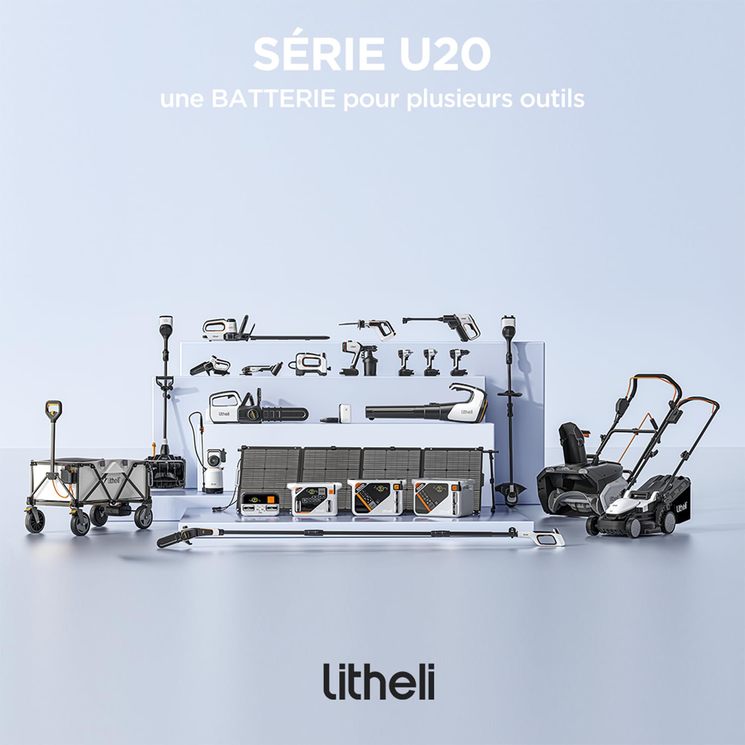 Litheli Élagueuse sur Perche sans Fil 20V avec Batterie, Tronçonneuse Télescopique 20cm, 8m/s, 3800 RPM, Portée 3.4 m, Réglage Automatique & Lubrification Automatique, pour Branches et Jardin