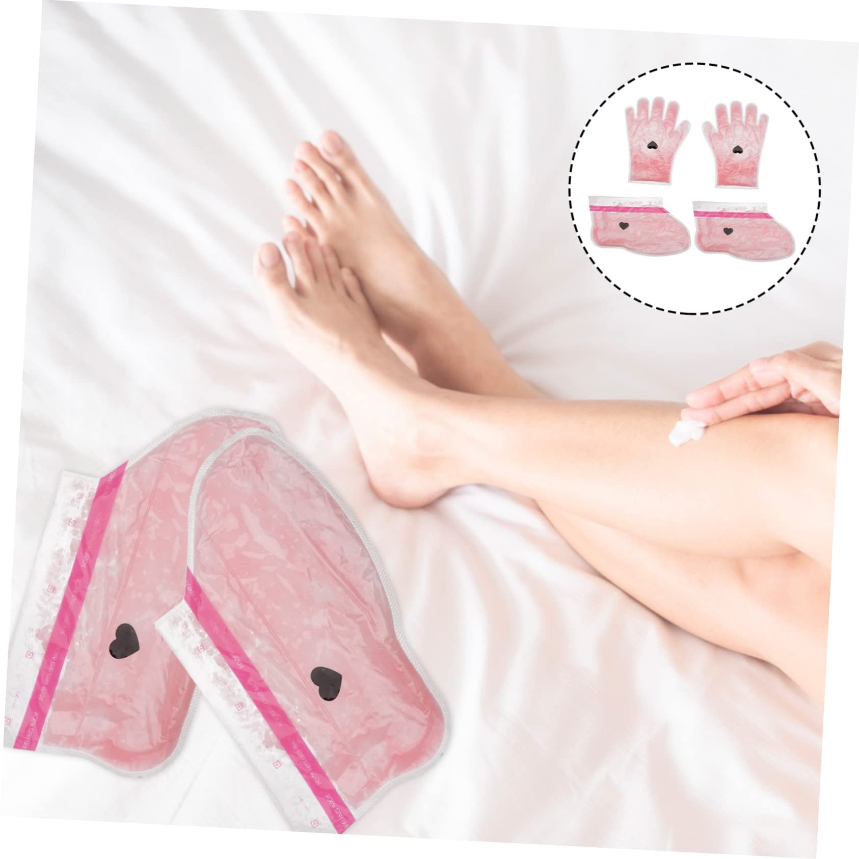 WOONEKY Kit de Cera para Pies Y Manos con Parafina Rosa Funda de con Guantes de Spa para Tratamiento en El Hogar