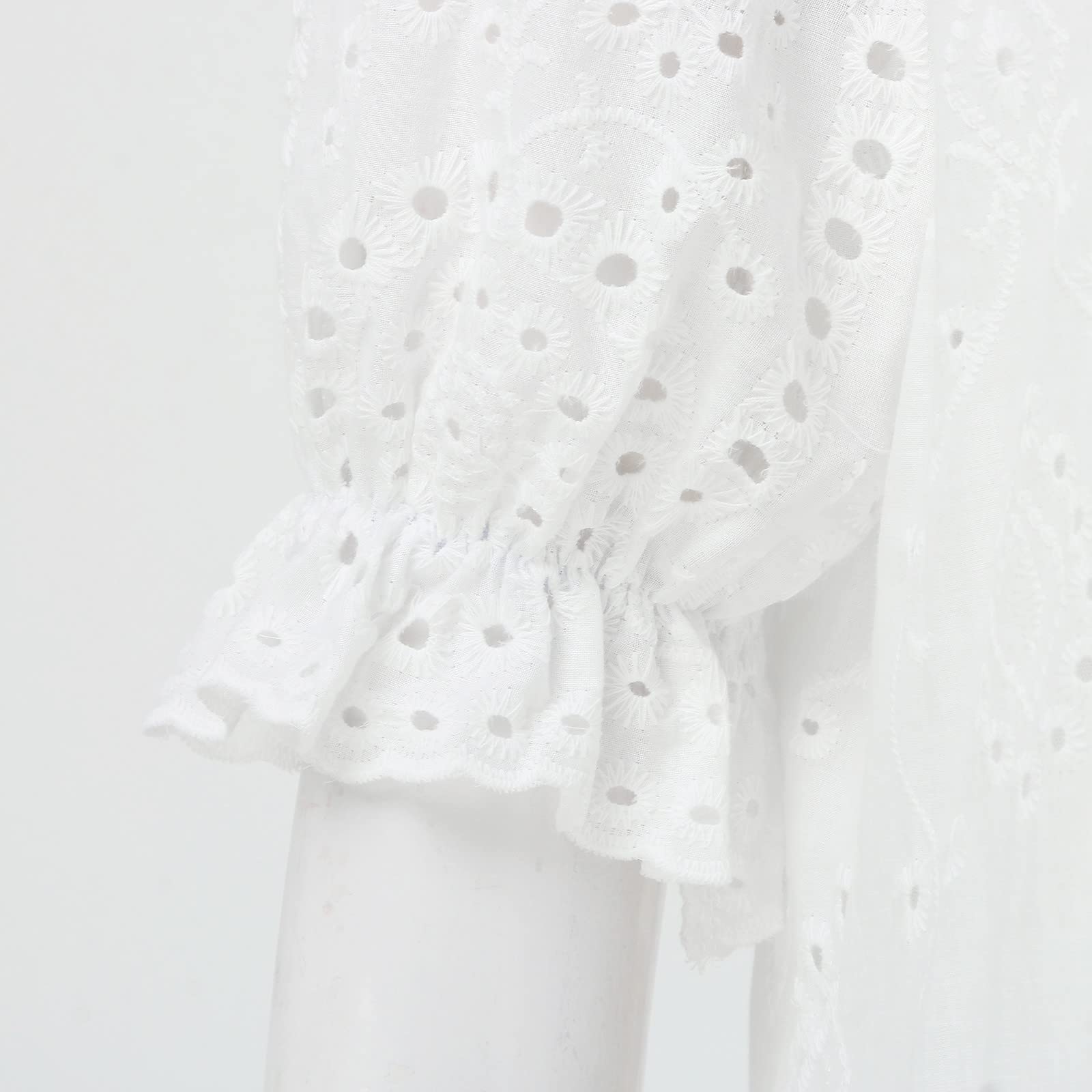 Robe d'été Femme Bohème Chic en Dentelle Robes Grande Taille Légères Lâche Robe Blanche Femme Ample Évasée de Plage Loisirs Mariage Robes Mi Longue A-Ligne Chic et Elegant Dress Longue Ete Boheme