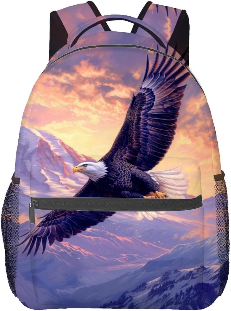 Eagle Mountain Pattern Backpack Travel Backpacks Laptop Rucksack,School Bookbag for Women Kids Boys Girls,Bald Eagle Back Pack Accessories Bags,Ideal Gifts for Work, Outdoor Adventures