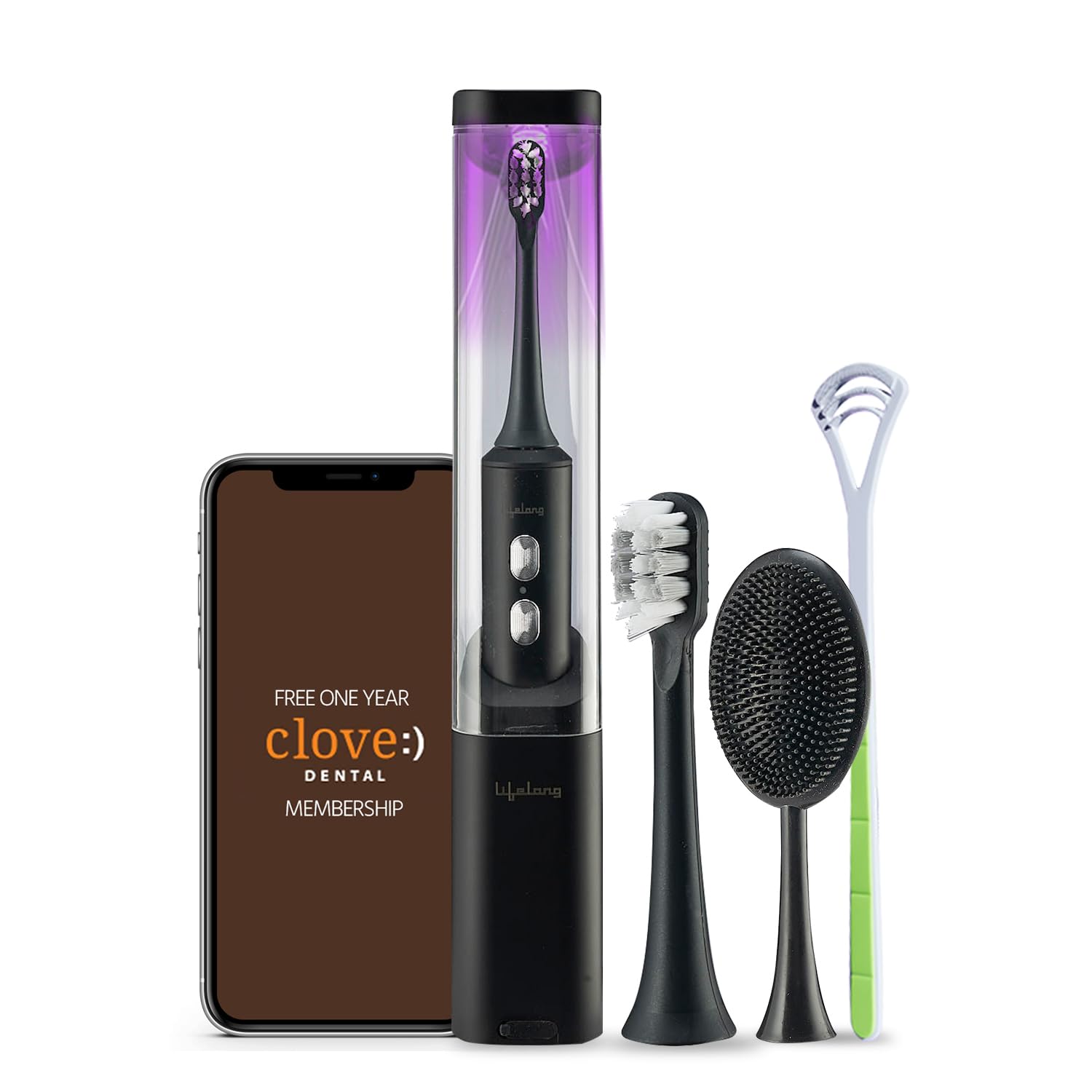 Lifelong Electric Toothbrush with UV sealed Sterilization|Free Clove Dental Care Plan|3X Plaque Removal | Ideal for Sensitive Gums & Teeth, Fresh Breathe & Brighter Smile |1 Handle,2 Brush Heads,1 Charging cable,1 tongue cleaner| Upgrade to Advanced  (B0BFFWSZV4) Amazon Price History, Amazon Price Tracker